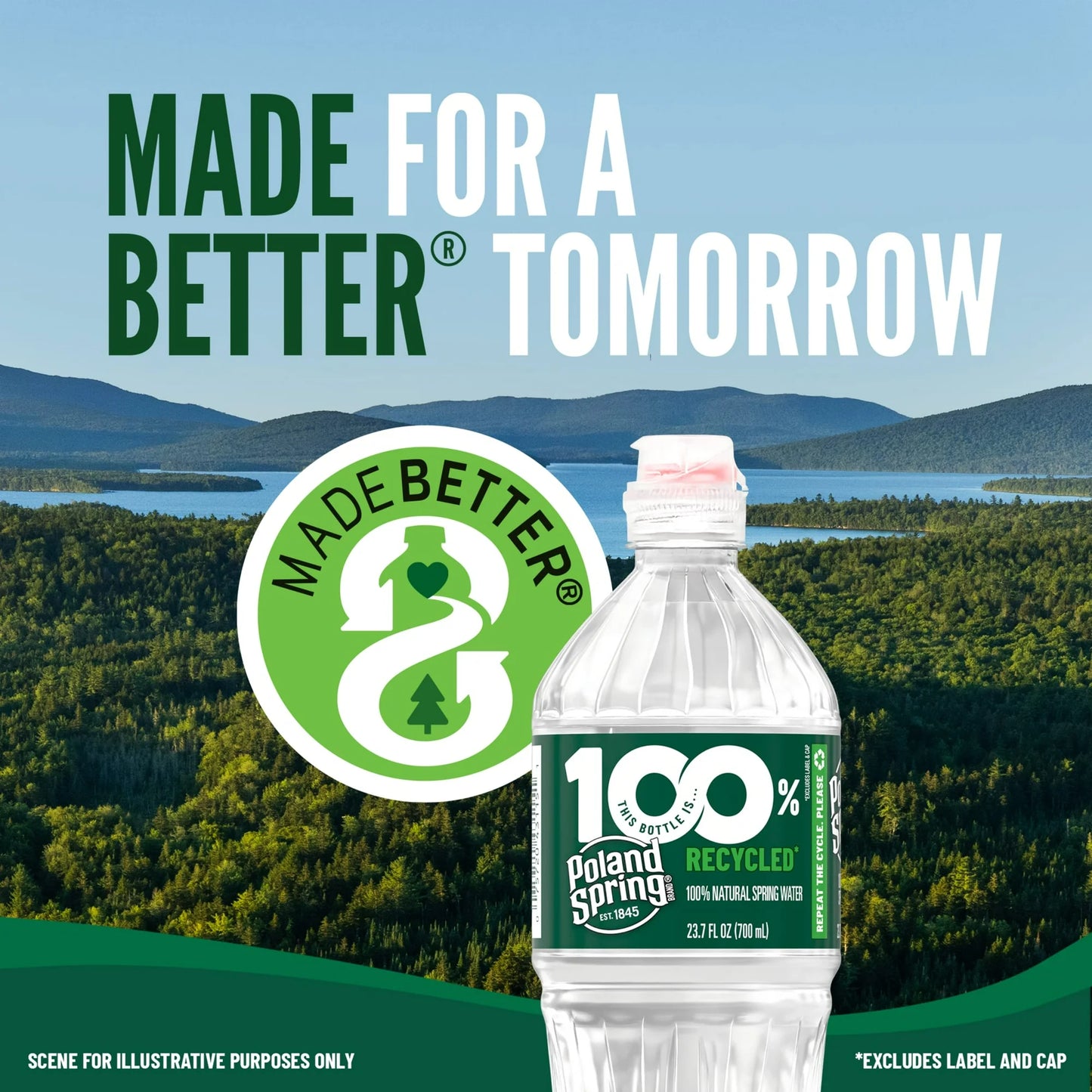 Poland Spring 100% Natural Spring Water (1 Liter Bottle)