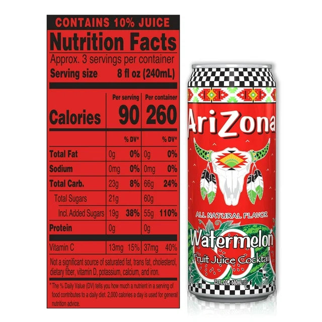 AriZona Watermelon Fruit Juice Cocktail (23 fl oz Can)
