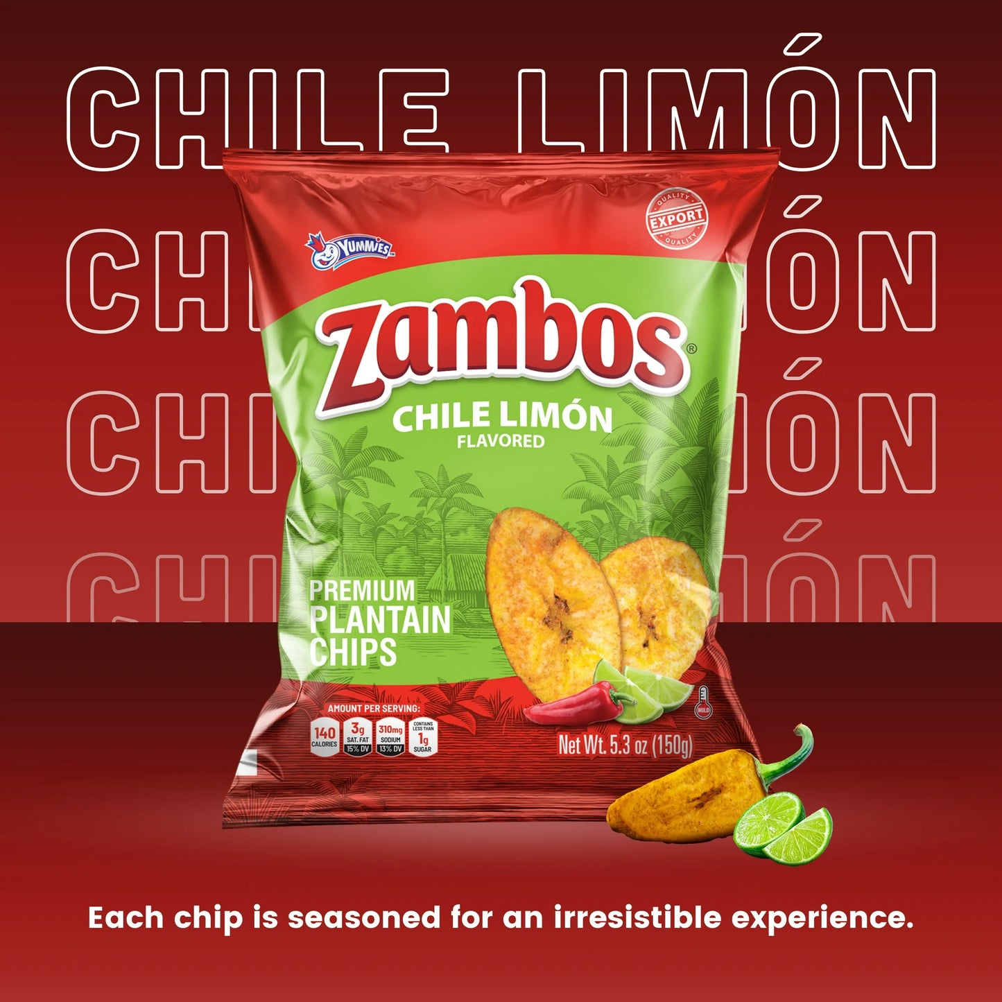 Zambos Premium Chile Limón Plantain Chips, 5.30 oz Bag