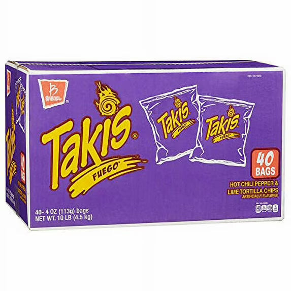 Takis Fuego Hot Chili Pepper & Lime Tortilla Chips (4 oz Bag)
