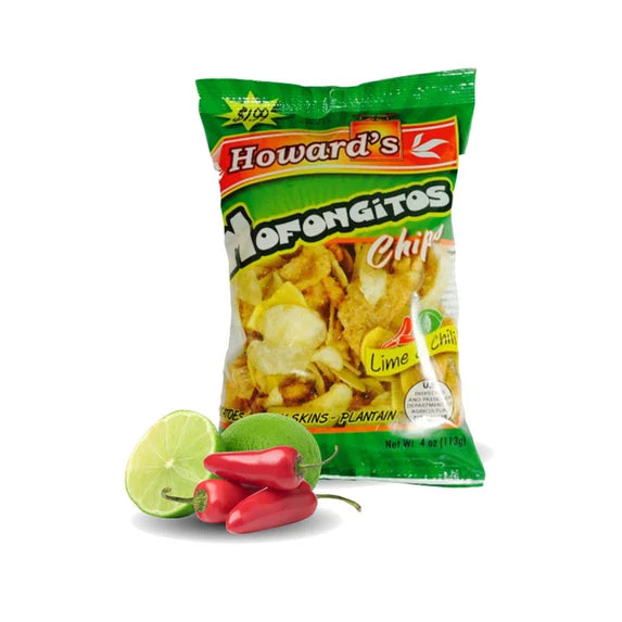 Howard's Mofonguitos Chips Lime & Chili Flavor (Plantain Snacks) 4oz