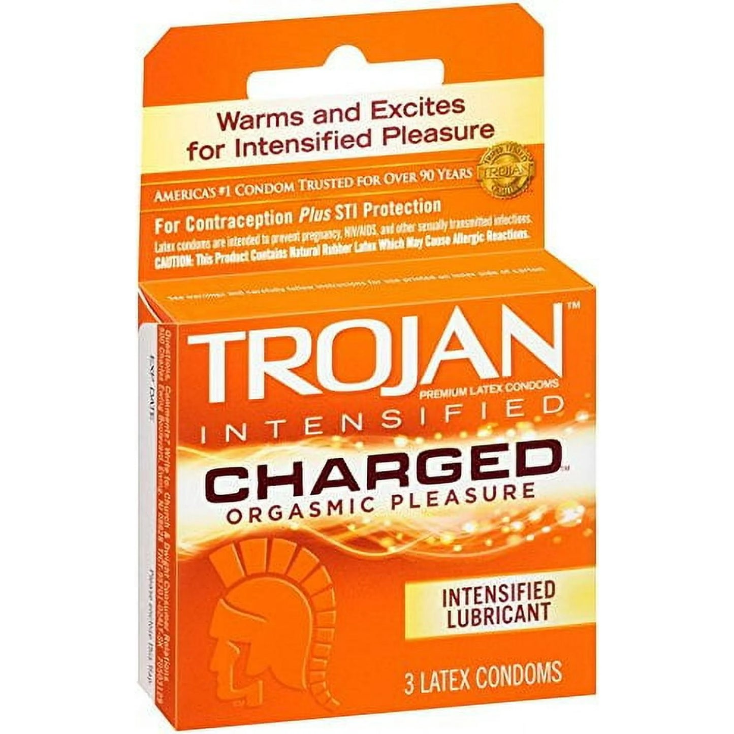 Trojan Charged Lubricated Condoms (3 Count Pack)