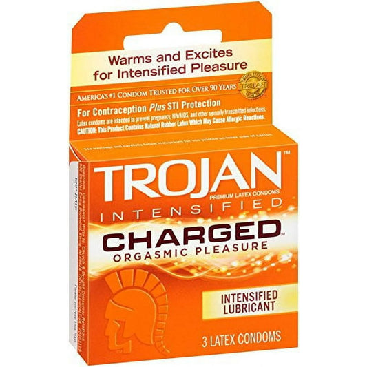 Trojan Charged Lubricated Condoms (3 Count Pack)
