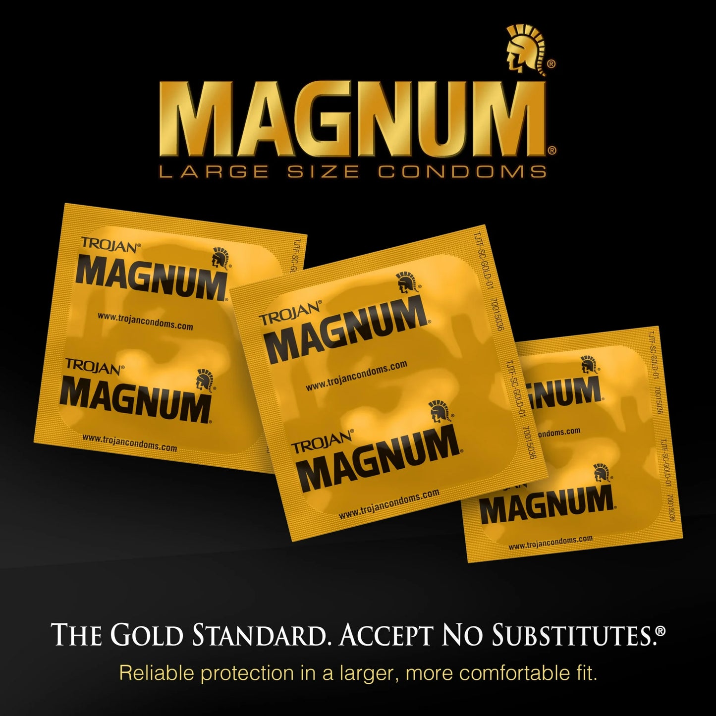 Trojan Magnum Large Size Lubricated Condoms (3 Count Pack)