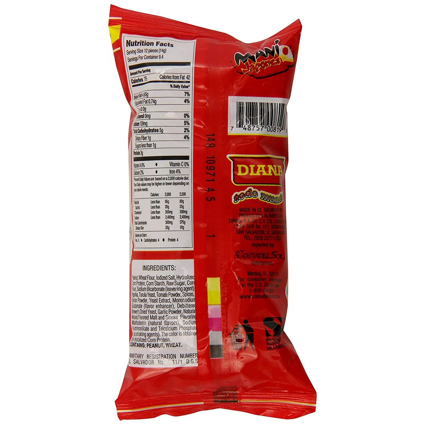 Diana Roasted Peanuts with Soy Sauce (Maní Japonés) 4.6 oz