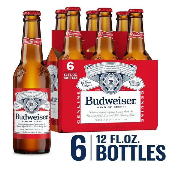 Budweiser Lager Beer - 6 Pack (12 fl oz Bottles)