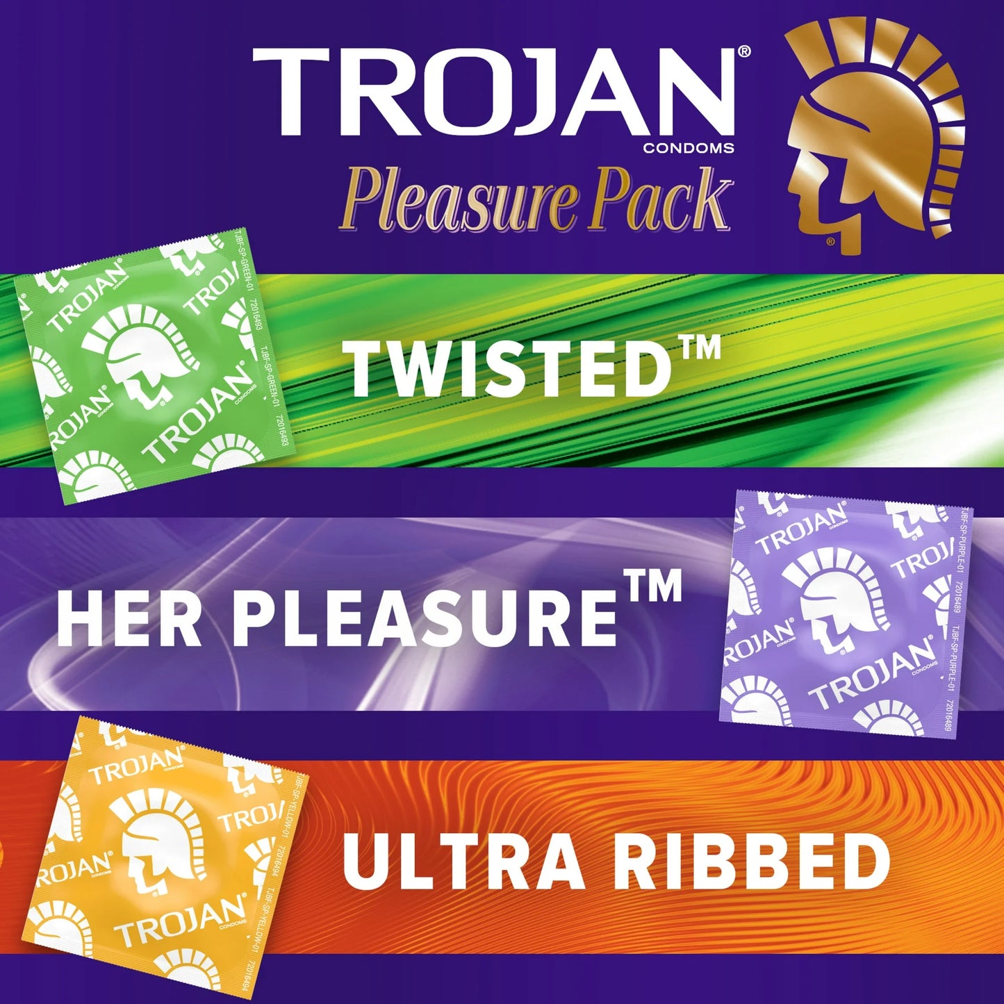 Trojan Her Pleasure Ecstasy Lubricated Condoms (3 Count Pack)
