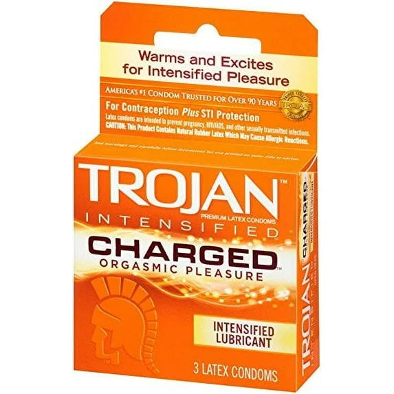 Trojan Charged Lubricated Condoms (3 Count Pack)