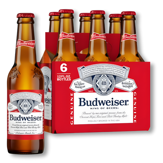 Budweiser Lager Beer - 6 Pack (12 fl oz Bottles)