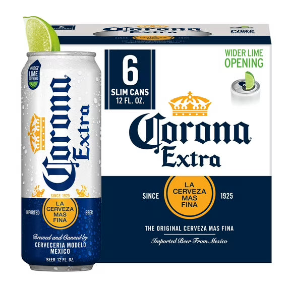Corona Extra Lager Beer - 6 Pack (12 fl oz Slim Cans)