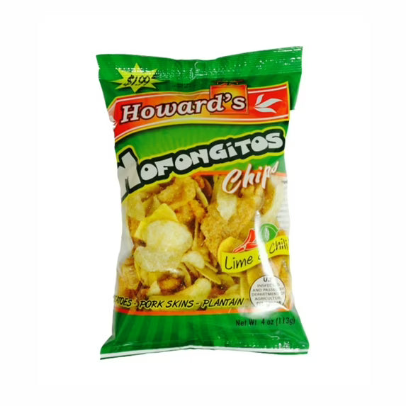 Howard's Mofonguitos Chips Lime & Chili Flavor (Plantain Snacks) 4oz
