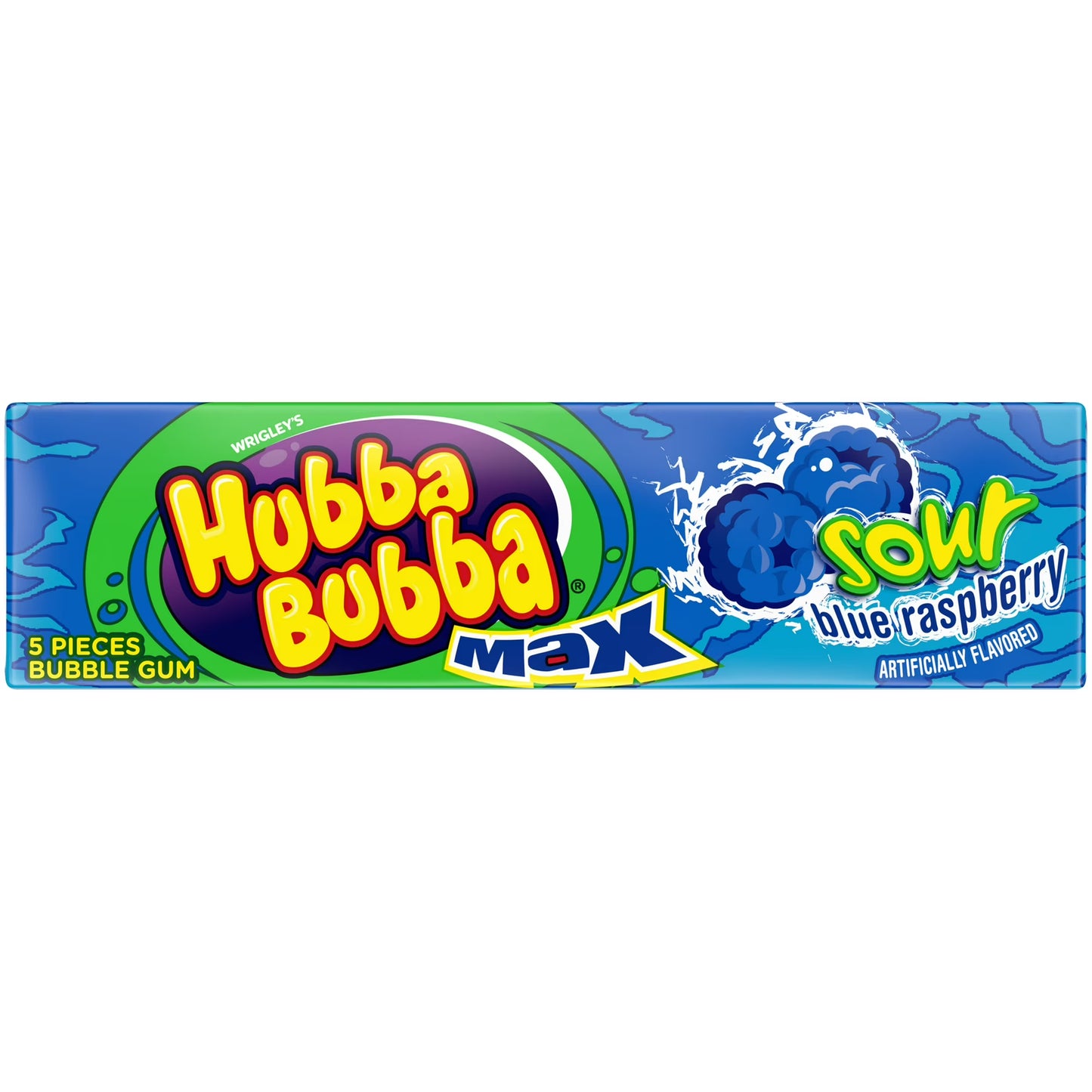 Hubba Bubba Max Sour Blue Raspberry Bubble Gum - 5 Pieces Pack
