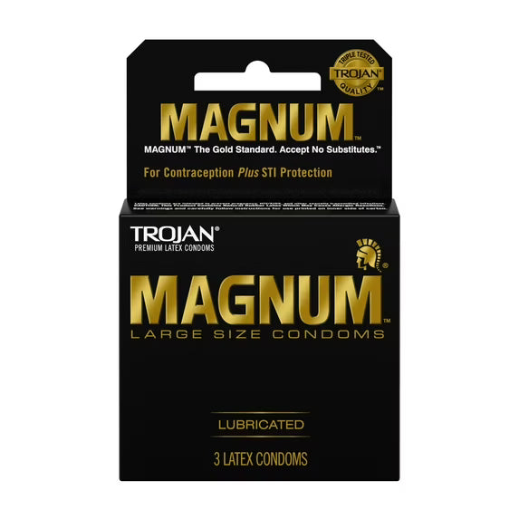Trojan Magnum Large Size Lubricated Condoms (3 Count Pack)