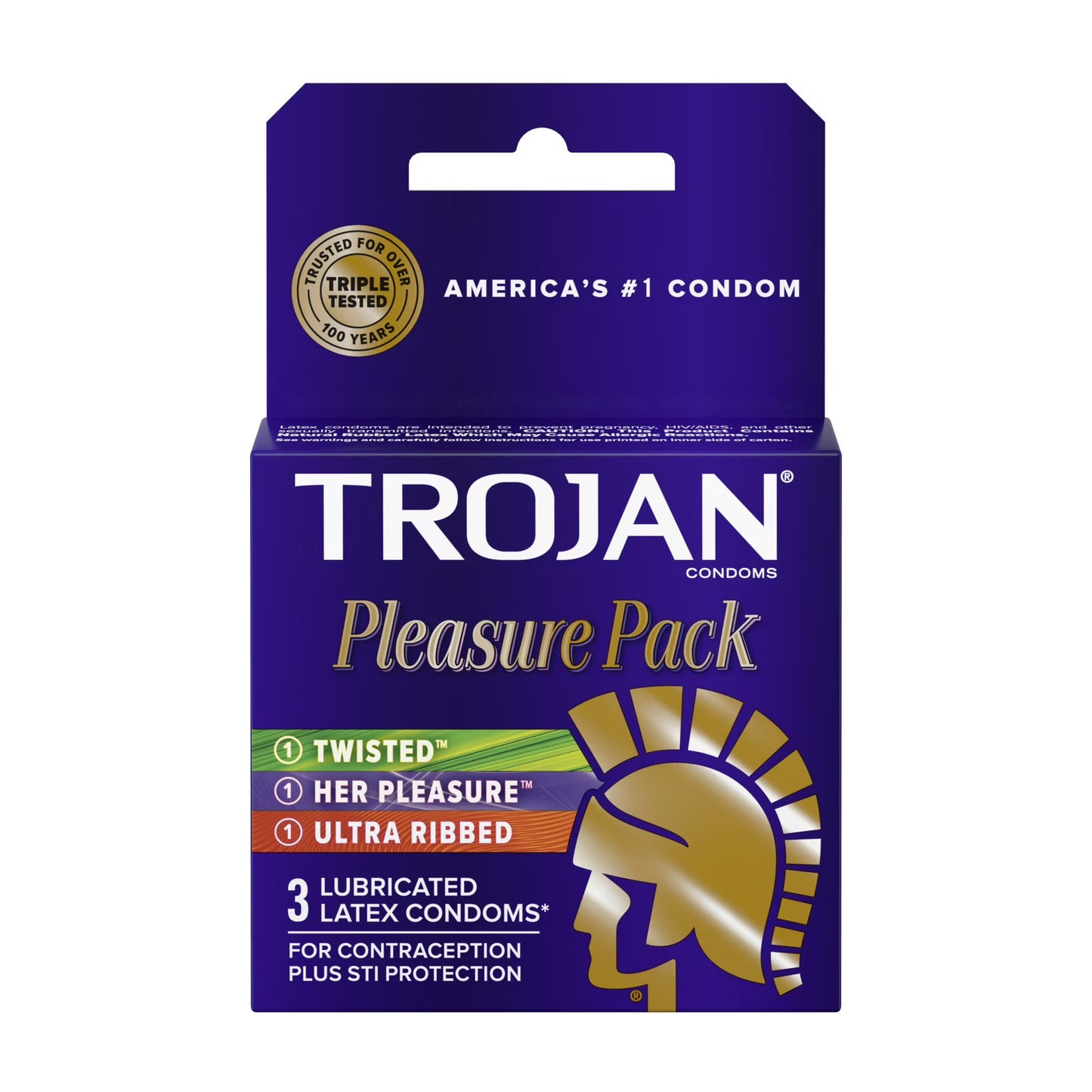 Trojan Her Pleasure Ecstasy Lubricated Condoms (3 Count Pack)