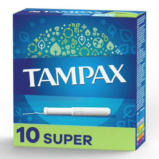 Tampax Cardboard Flushable Tampons, Super Absorbency (10 Count)