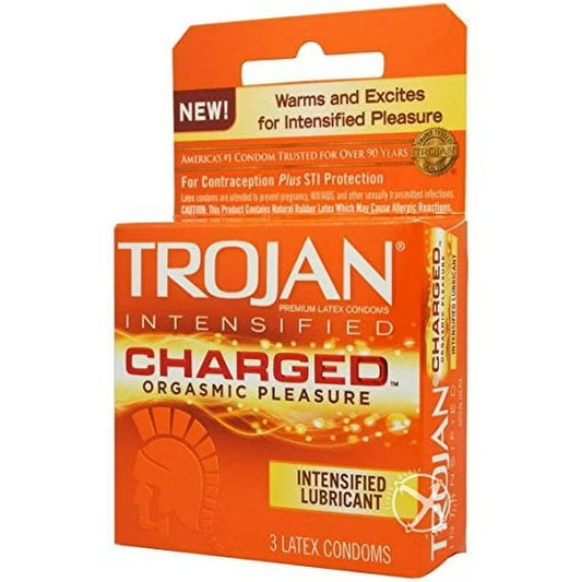Trojan Charged Lubricated Condoms (3 Count Pack)