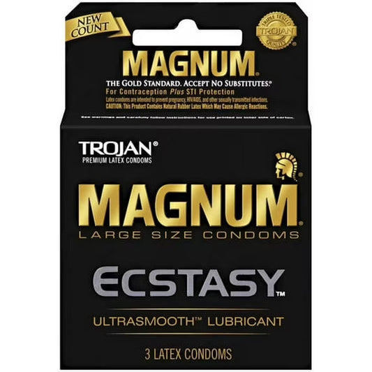 Trojan Magnum Ecstasy Large Size Lubricated Condoms (3 Count Pack)