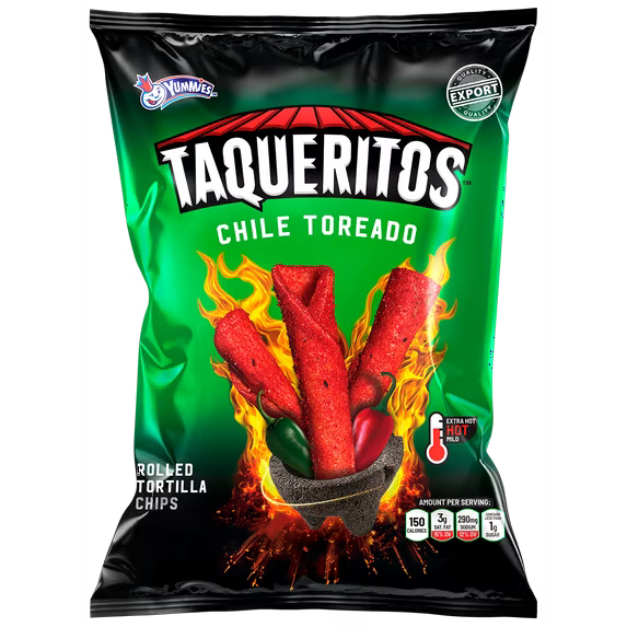 Taqueritos Extremos Spicy Rolled Tortilla Chips (Honduran Snack) 190g