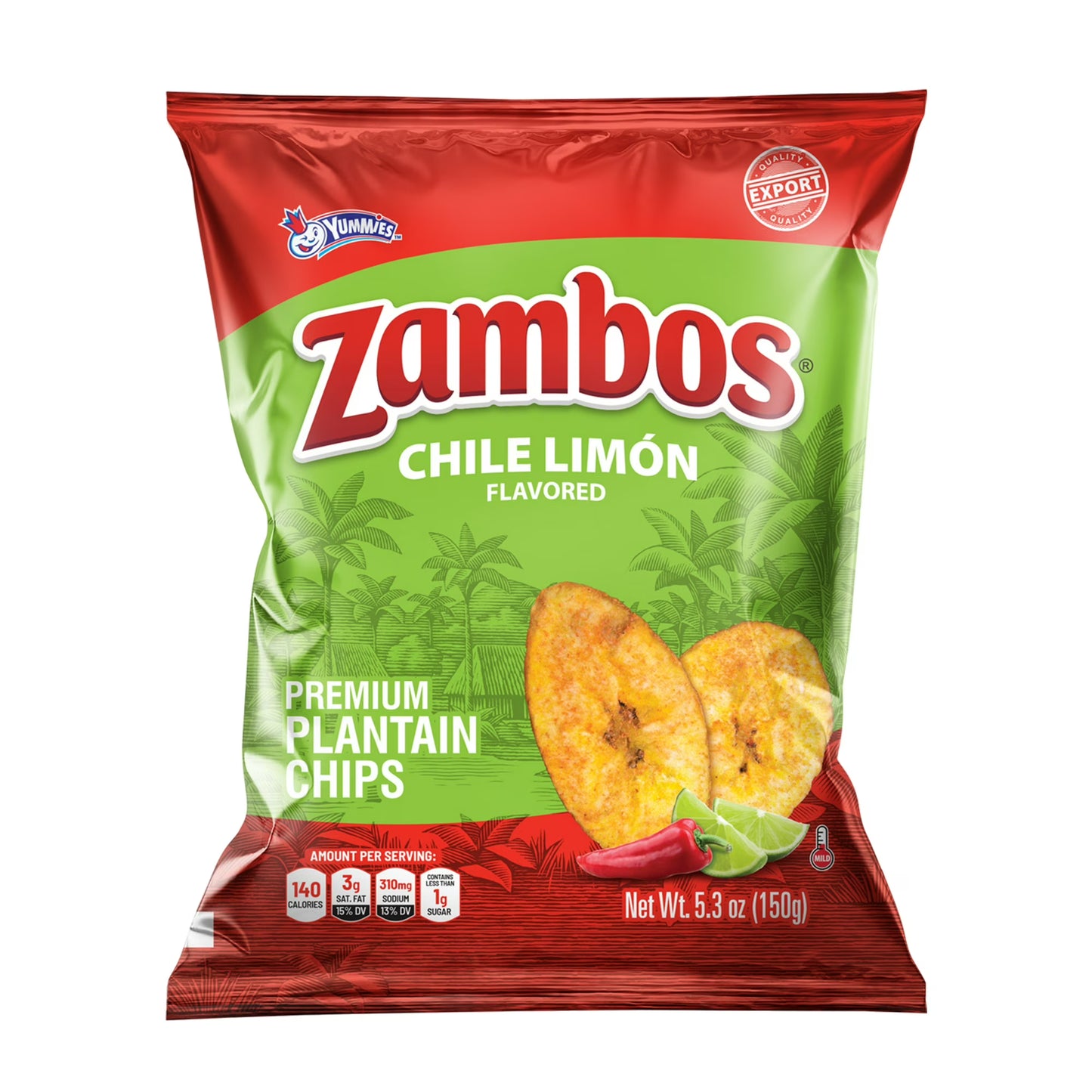 Zambos Premium Chile Limón Plantain Chips, 5.30 oz Bag