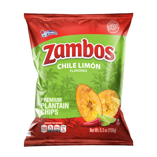 Zambos Premium Chile Limón Plantain Chips, 5.30 oz Bag