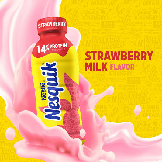 Nesquik Strawberry Banana Low Fat Milk (14 fl oz Bottle)