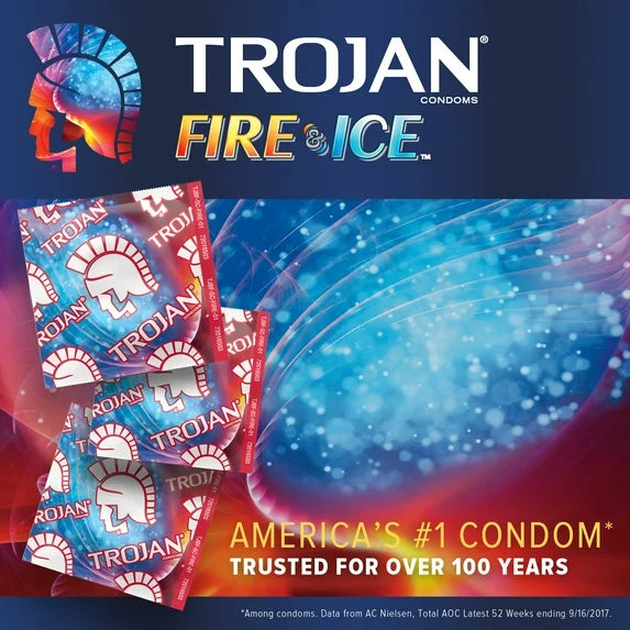 Trojan Fire & Ice Dual Action Lubricant Condoms (3 Count Pack)