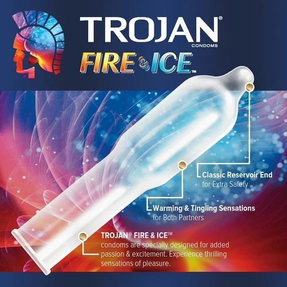 Trojan Fire & Ice Dual Action Lubricant Condoms (3 Count Pack)
