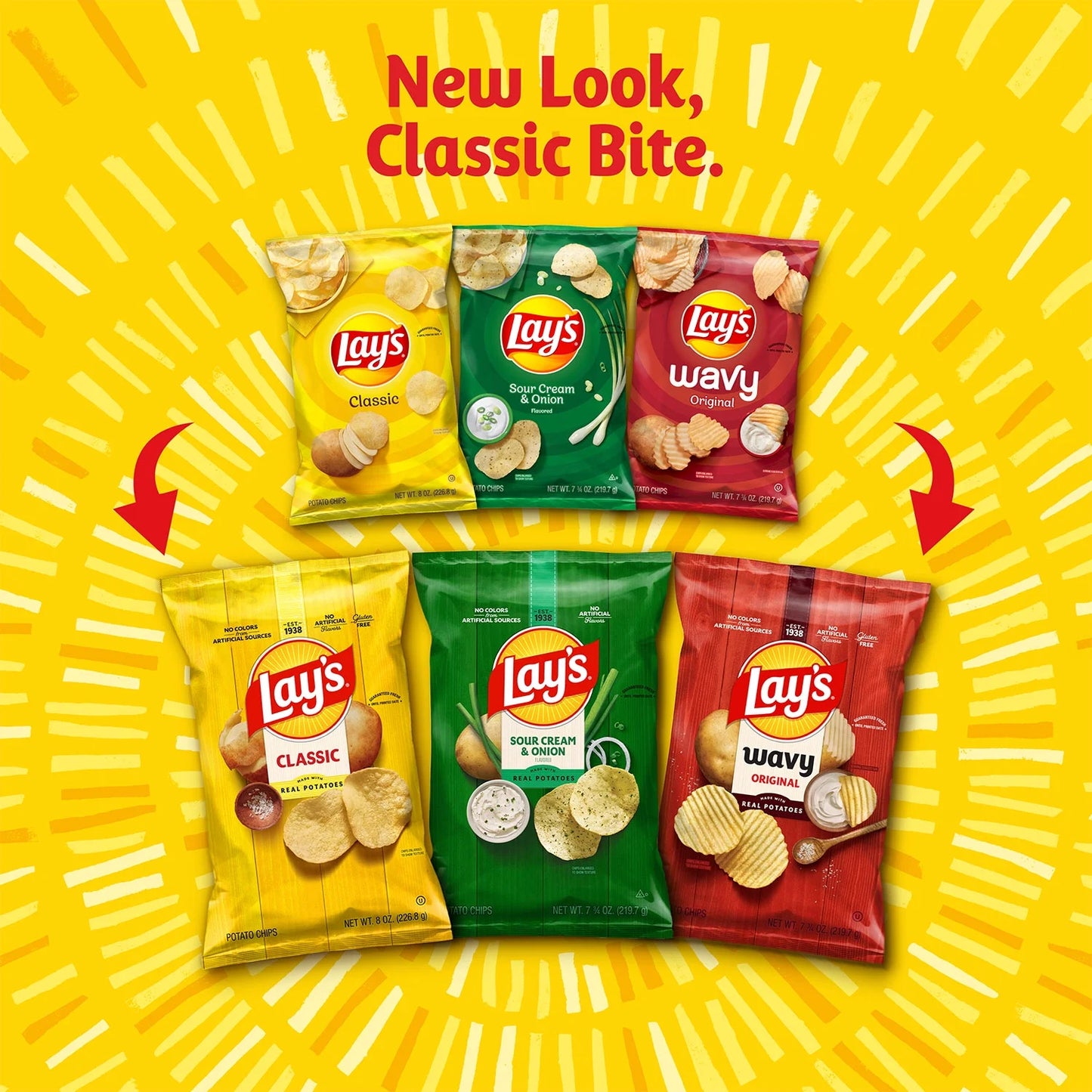 Lay's Sour Cream & Onion Flavor Potato Chips, 7.75 oz Bag