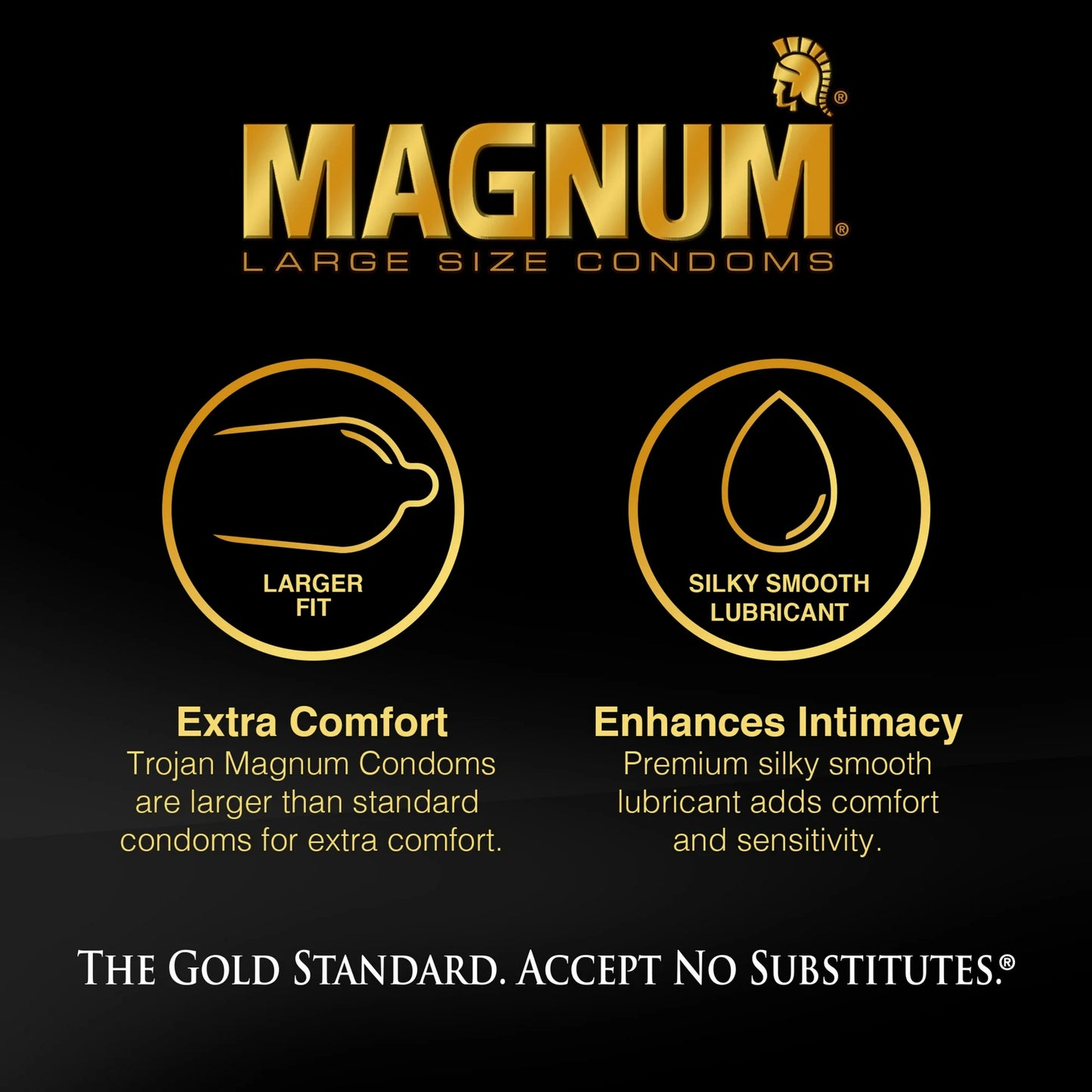 Trojan Magnum Large Size Lubricated Condoms (3 Count Pack)