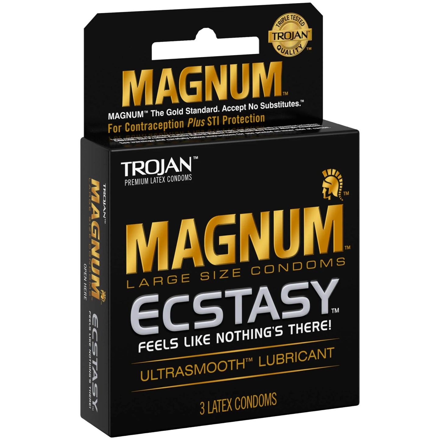 Trojan Magnum Ecstasy Large Size Lubricated Condoms (3 Count Pack)